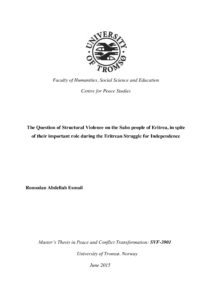 The Question of Structural Violence on the Saho people of Eritrea, in spite of their important role during the Eritrean Struggle for Independence (cover)